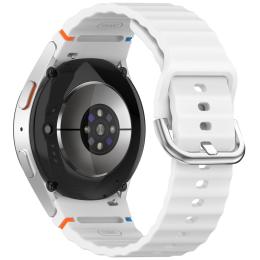  Galaxy Watch 5/5 Pro/6/7/FE Armband Silikon Wave Design Vit - Teknikhallen.se