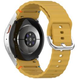  Galaxy Watch 5/5 Pro/6/7/FE Armband Silikon Wave Design Gul - Teknikhallen.se