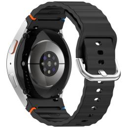  Galaxy Watch 5/5 Pro/6/7/FE Armband Silikon Wave Design Svart - Teknikhallen.se