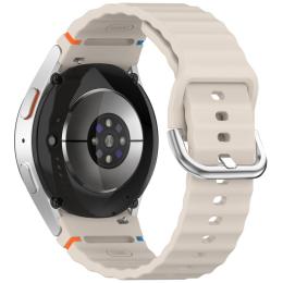  Galaxy Watch 5/5 Pro/6/7/FE Armband Silikon Wave Design Beige - Teknikhallen.se