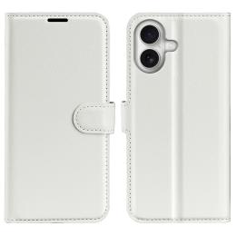  iPhone 17 Fodral Litchi Läder Vit - Teknikhallen.se