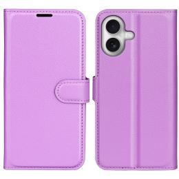  iPhone 17 Fodral Litchi Läder Lila - Teknikhallen.se