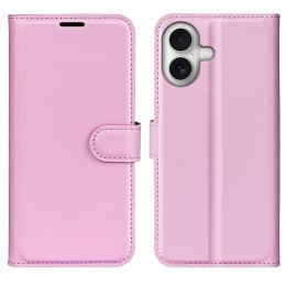  iPhone 17 Fodral Litchi Läder Ljus Rosa - Teknikhallen.se