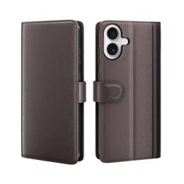  iPhone 17 Fodral Premium Äkta Läder Brun - Teknikhallen.se