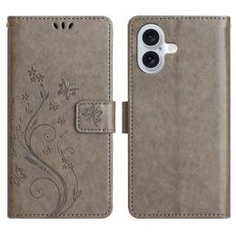  iPhone 17 Fodral Med Blommigt Tryck Grå - Teknikhallen.se