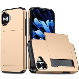  iPhone 17 Skal Hybrid Med Kortfack Guld - Teknikhallen.se