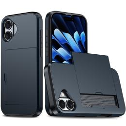  iPhone 17 Skal Hybrid Med Kortfack Mörk Blå - Teknikhallen.se