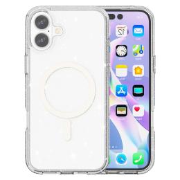  iPhone 17 Skal MagSafe Hybrid Glitter Vit - Teknikhallen.se