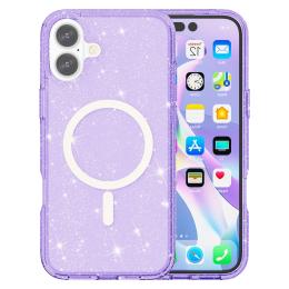  iPhone 17 Skal MagSafe Hybrid Glitter Lila - Teknikhallen.se