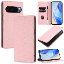 Google Pixel 10/10 Pro Fodral RFID Litchi Läder Rosa - Teknikhallen.se