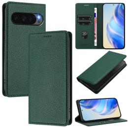 Google Pixel 10/10 Pro Fodral RFID Litchi Läder Mörk Grön - Teknikhallen.se