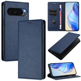  Google Pixel 10/10 Pro Fodral RFID Litchi Läder Blå - Teknikhallen.se