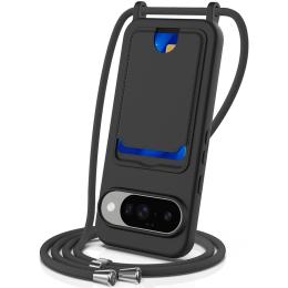  Google Pixel 10 Skal Med Kortfack & Mobilsnöre Silikon Svart - Teknikhallen.se