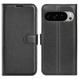  Google Pixel 10 Pro XL Fodral Litchi Läder Svart - Teknikhallen.se