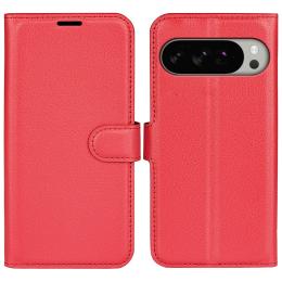  Google Pixel 10 Pro XL Fodral Litchi Läder Röd - Teknikhallen.se