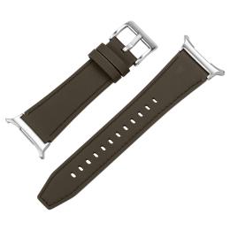  Galaxy Watch 8 46/44/40 mm Armband Äkta Läder Mörk Brun - Teknikhallen.se