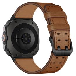  Samsung Galaxy Watch 8 46/44/40 mm Armband Äkta Läder Brun - Teknikhallen.se