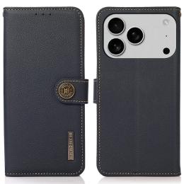 KHAZNEH KHAZNEH iPhone 17 Pro Fodral RFID Äkta Läder Mörk Blå - Teknikhallen.se