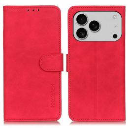KHAZNEH KHAZNEH iPhone 17 Pro Fodral Retro Läder Röd - Teknikhallen.se