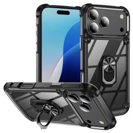  iPhone 17 Pro Skal Shockproof Ring Hybrid Svart - Teknikhallen.se