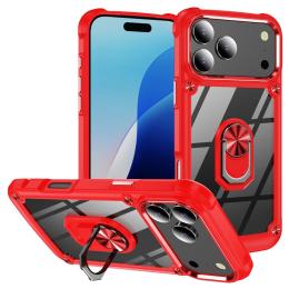  iPhone 17 Pro Skal Shockproof Ring Hybrid Röd - Teknikhallen.se