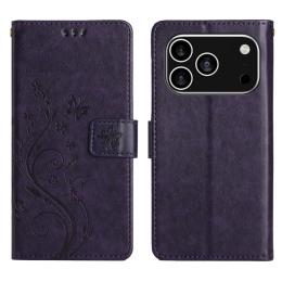  iPhone 17 Pro Fodral Med Blommigt Tryck Mörk Lila - Teknikhallen.se