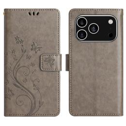  iPhone 17 Pro Fodral Med Blommigt Tryck Grå - Teknikhallen.se