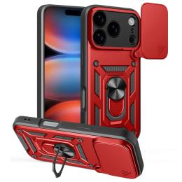  iPhone 17 Pro Skal CamShield Ring Hybrid Röd - Teknikhallen.se