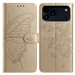  iPhone 17 Pro Fodral Med Fjäril Tryck Guld - Teknikhallen.se