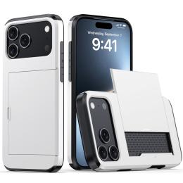  iPhone 17 Pro Skal Hybrid Med Kortfack Vit - Teknikhallen.se