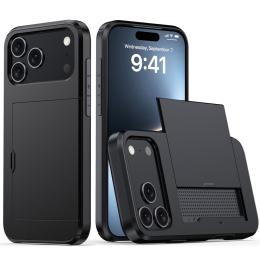  iPhone 17 Pro Skal Hybrid Med Kortfack Svart - Teknikhallen.se