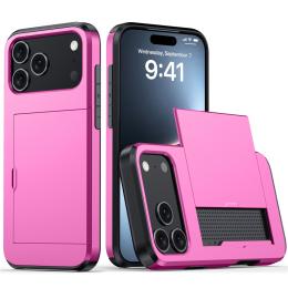  iPhone 17 Pro Skal Hybrid Med Kortfack Rosa - Teknikhallen.se