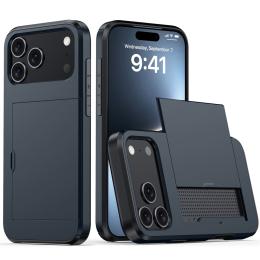  iPhone 17 Pro Skal Hybrid Med Kortfack Blå - Teknikhallen.se