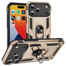  iPhone 17 Pro Skal Shockproof Hybrid Ring Guld - Teknikhallen.se
