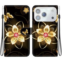  iPhone 17 Pro Fodral Med Tryck Guld Blomma - Teknikhallen.se