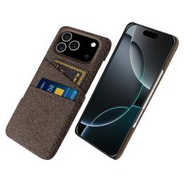  iPhone 17 Pro Skal Med Kortfack Tygbelagt Brun - Teknikhallen.se