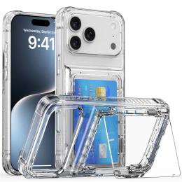  iPhone 17 Pro Skal Kickstand Med Korthållare Transparent - Teknikhallen.se