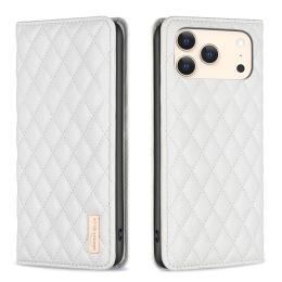 BINFEN BINFEN iPhone 17 Pro Fodral Flip Diamond Läder Vit - Teknikhallen.se