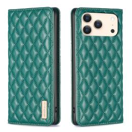 BINFEN BINFEN iPhone 17 Pro Fodral Flip Diamond Läder Grön - Teknikhallen.se