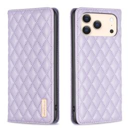 BINFEN BINFEN iPhone 17 Pro Fodral Flip Diamond Läder Lila - Teknikhallen.se