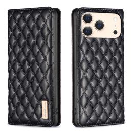 BINFEN BINFEN iPhone 17 Pro Fodral Flip Diamond Läder Svart - Teknikhallen.se