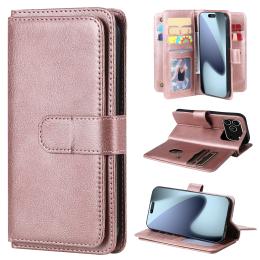  iPhone 17 Pro Fodral Multifunktionellt Läder Roséguld - Teknikhallen.se