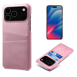  iPhone 17 Pro Max Skal Med Kortfack Läder Roséguld - Teknikhallen.se