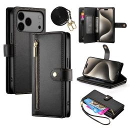  iPhone 17 Pro Max Fodral Multifunktionell Läder Svart - Teknikhallen.se