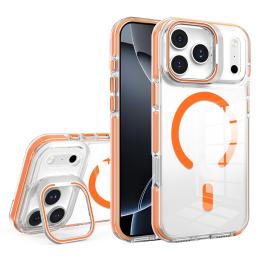  iPhone 17 Pro Max Skal MagSafe Kickstand Transparent / Orange - Teknikhallen.se