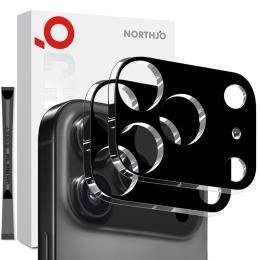 NORTHJO NORTHJO iPhone 17 Pro Max 2-PACK Linsskydd Härdat Glas Svart - Teknikhallen.se