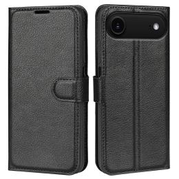 iPhone 17 Air Fodral Litchi Läder Svart - Teknikhallen.se