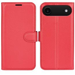  iPhone 17 Air Fodral Litchi Läder Röd - Teknikhallen.se