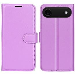  iPhone 17 Air Fodral Litchi Läder Lila - Teknikhallen.se