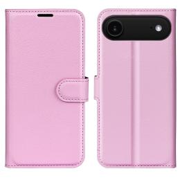  iPhone 17 Air Fodral Litchi Läder Ljus Rosa - Teknikhallen.se